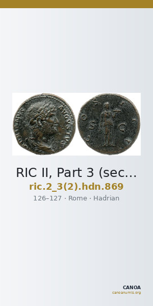 RIC II, Part 3 (second edition) Hadrian 869 — CANOA