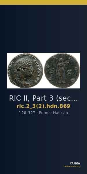RIC II, Part 3 (second edition) Hadrian 869 — CANOA