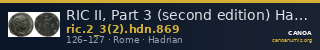 RIC II, Part 3 (second edition) Hadrian 869 — CANOA
