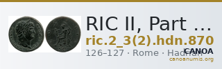 RIC II, Part 3 (second edition) Hadrian 870 — CANOA