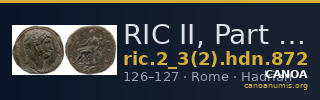 RIC II, Part 3 (second edition) Hadrian 872 — CANOA