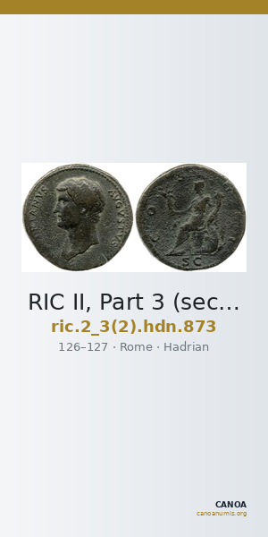 RIC II, Part 3 (second edition) Hadrian 873 — CANOA