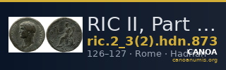 RIC II, Part 3 (second edition) Hadrian 873 — CANOA