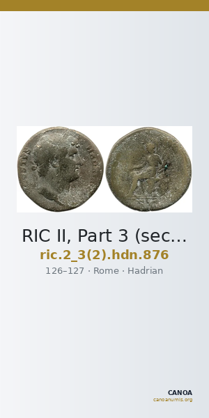 RIC II, Part 3 (second edition) Hadrian 876 — CANOA