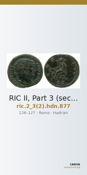 RIC II, Part 3 (second edition) Hadrian 877 — CANOA