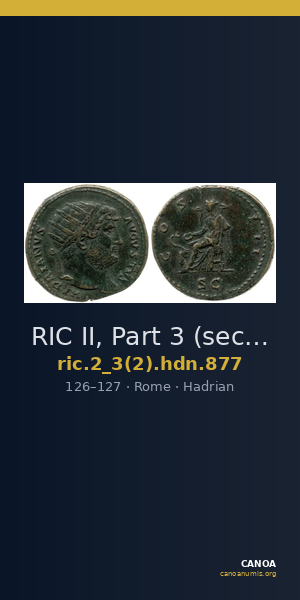 RIC II, Part 3 (second edition) Hadrian 877 — CANOA