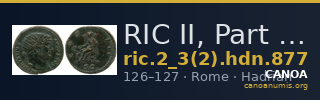 RIC II, Part 3 (second edition) Hadrian 877 — CANOA