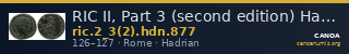 RIC II, Part 3 (second edition) Hadrian 877 — CANOA
