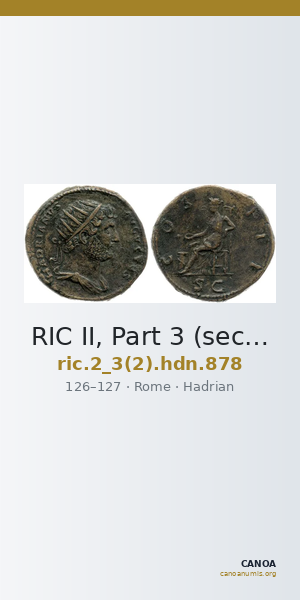 RIC II, Part 3 (second edition) Hadrian 878 — CANOA