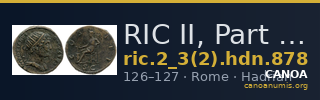 RIC II, Part 3 (second edition) Hadrian 878 — CANOA