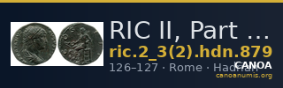 RIC II, Part 3 (second edition) Hadrian 879 — CANOA