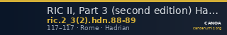 RIC II, Part 3 (second edition) Hadrian 88-89 — CANOA