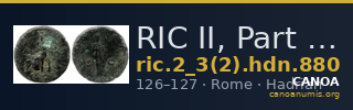 RIC II, Part 3 (second edition) Hadrian 880 — CANOA