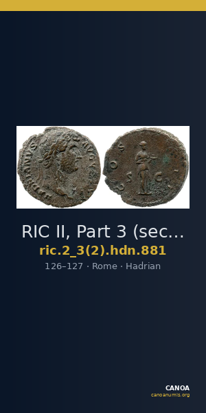 RIC II, Part 3 (second edition) Hadrian 881 — CANOA