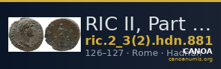 RIC II, Part 3 (second edition) Hadrian 881 — CANOA