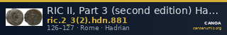 RIC II, Part 3 (second edition) Hadrian 881 — CANOA