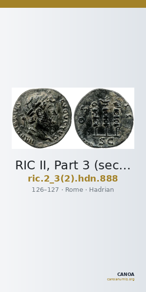 RIC II, Part 3 (second edition) Hadrian 888 — CANOA