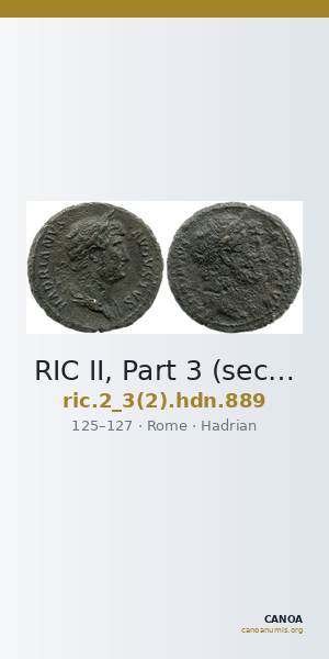 RIC II, Part 3 (second edition) Hadrian 889 — CANOA