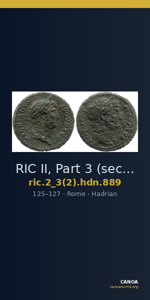 RIC II, Part 3 (second edition) Hadrian 889 — CANOA