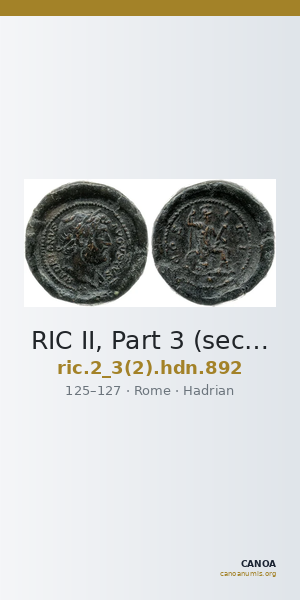 RIC II, Part 3 (second edition) Hadrian 892 — CANOA