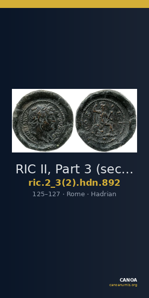 RIC II, Part 3 (second edition) Hadrian 892 — CANOA