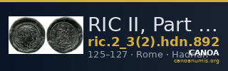 RIC II, Part 3 (second edition) Hadrian 892 — CANOA