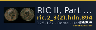 RIC II, Part 3 (second edition) Hadrian 894 — CANOA