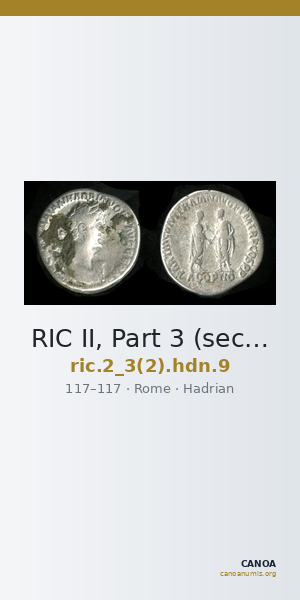 RIC II, Part 3 (second edition) Hadrian 9 — CANOA