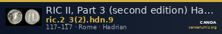 RIC II, Part 3 (second edition) Hadrian 9 — CANOA