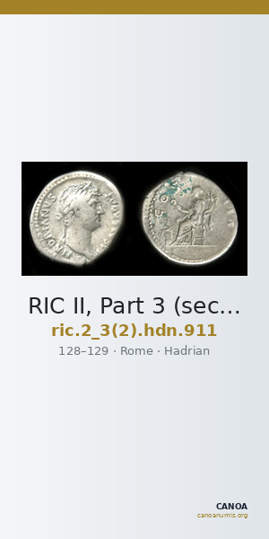 RIC II, Part 3 (second edition) Hadrian 911 — CANOA