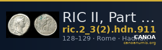 RIC II, Part 3 (second edition) Hadrian 911 — CANOA