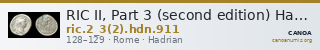 RIC II, Part 3 (second edition) Hadrian 911 — CANOA