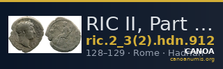 RIC II, Part 3 (second edition) Hadrian 912 — CANOA