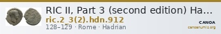 RIC II, Part 3 (second edition) Hadrian 912 — CANOA