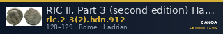 RIC II, Part 3 (second edition) Hadrian 912 — CANOA