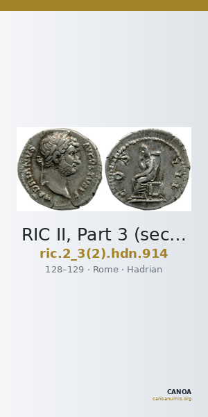 RIC II, Part 3 (second edition) Hadrian 914 — CANOA