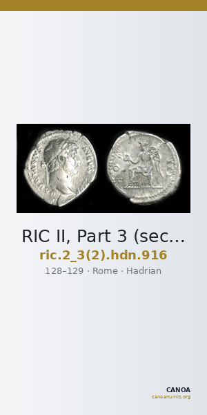 RIC II, Part 3 (second edition) Hadrian 916 — CANOA