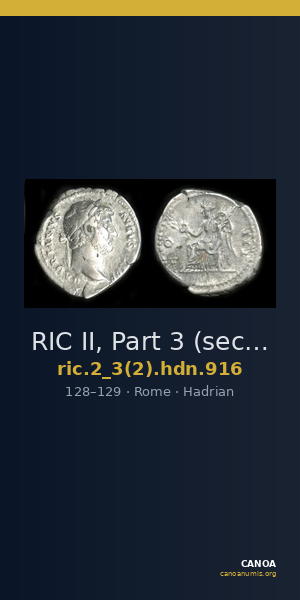 RIC II, Part 3 (second edition) Hadrian 916 — CANOA