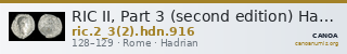 RIC II, Part 3 (second edition) Hadrian 916 — CANOA