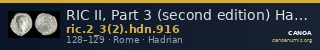 RIC II, Part 3 (second edition) Hadrian 916 — CANOA