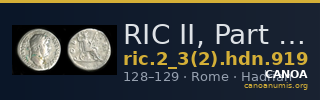 RIC II, Part 3 (second edition) Hadrian 919 — CANOA
