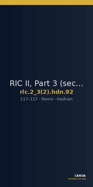 RIC II, Part 3 (second edition) Hadrian 92 — CANOA