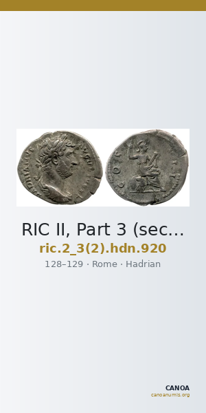 RIC II, Part 3 (second edition) Hadrian 920 — CANOA