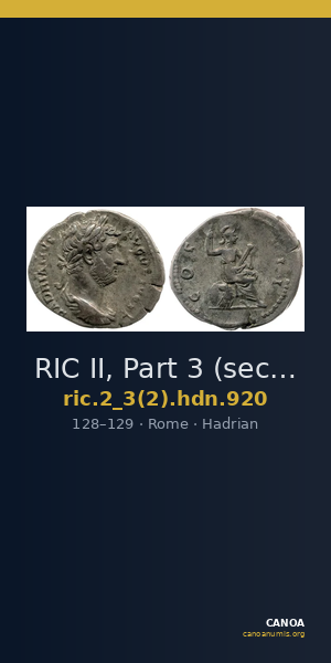 RIC II, Part 3 (second edition) Hadrian 920 — CANOA