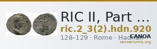 RIC II, Part 3 (second edition) Hadrian 920 — CANOA