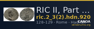RIC II, Part 3 (second edition) Hadrian 920 — CANOA