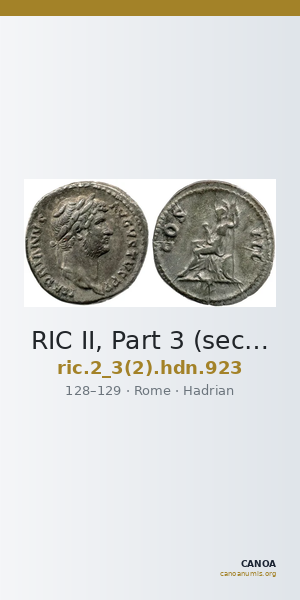 RIC II, Part 3 (second edition) Hadrian 923 — CANOA