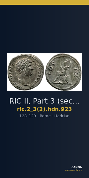 RIC II, Part 3 (second edition) Hadrian 923 — CANOA