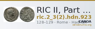 RIC II, Part 3 (second edition) Hadrian 923 — CANOA