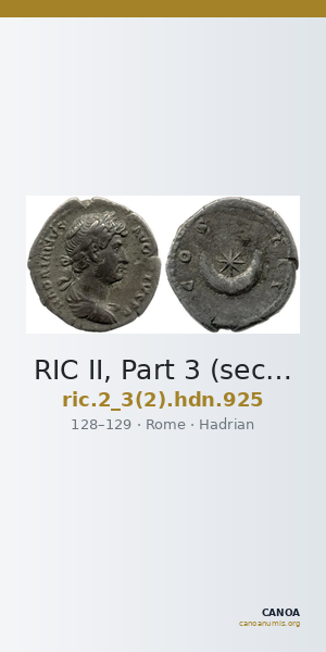 RIC II, Part 3 (second edition) Hadrian 925 — CANOA